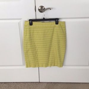 Ann Taylor Textured Chartreuse Skirt Sz 12P